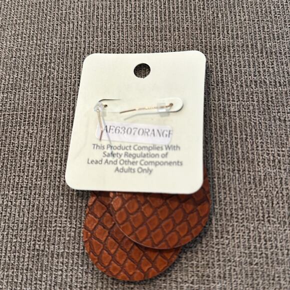 Leather Stamped Teardrop Earrings - Picture 3 of 3